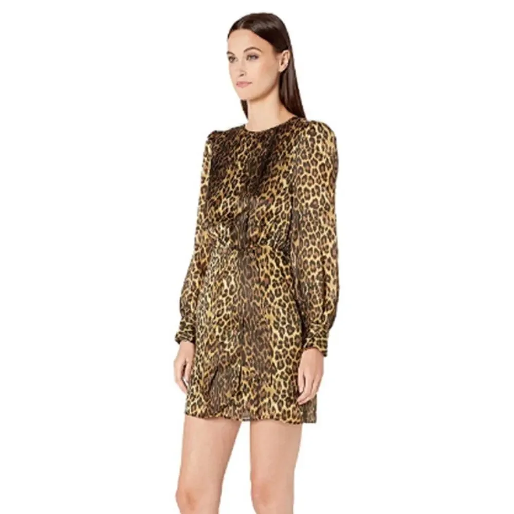 The Kooples Leopard Dress Silk Long Sleeve Mini L